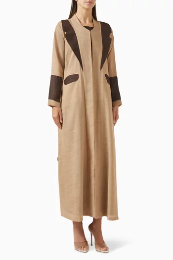 Contrast-trim Trench Coat in Linen