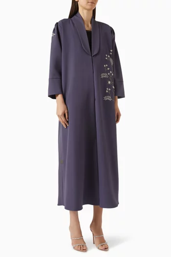 Thread-embroidered Abaya in Crepe
