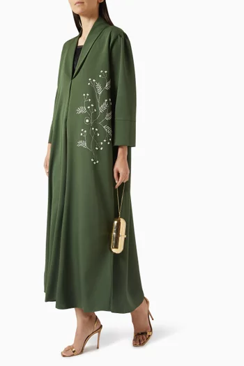Thread-embroidered Abaya in Crepe