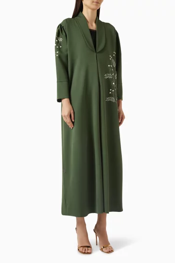 Thread-embroidered Abaya in Crepe