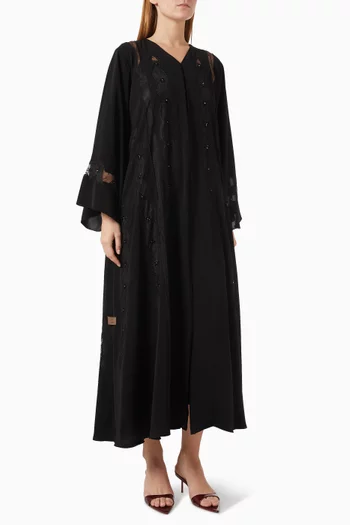 Lace Embroidered Abaya in Nada