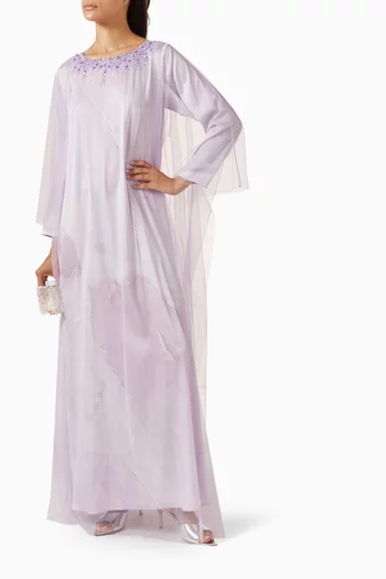 Embellished Neckline Kaftan Set