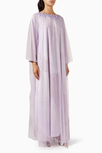 Embellished Neckline Kaftan Set