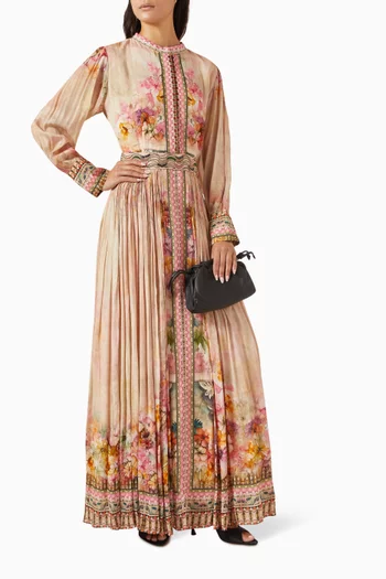 Floral Pleated Maxi Dress
