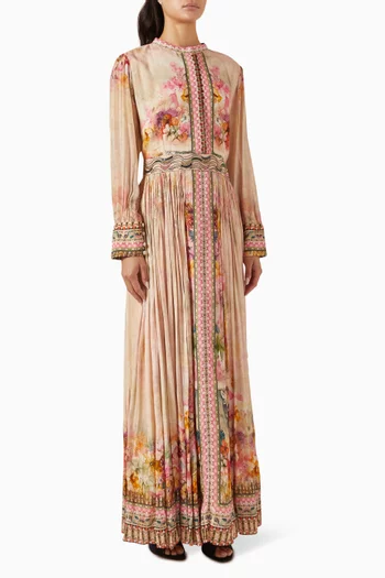Floral Pleated Maxi Dress