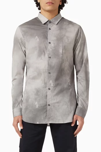 Shaded-print Slim-fit Shirt in Cotton-blend