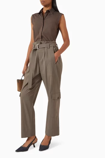 Utility Belted Pants in Virgin Wool Blend