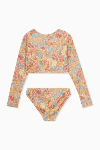 طقم سباحة بأكمام طويلة وقطعة سفلية أفيل مطاطي