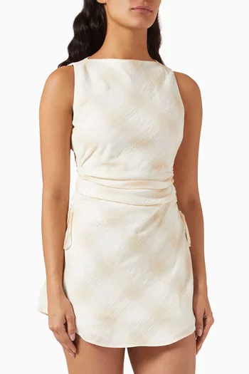 Kirby Check-print Mini Dress in Linen Blend
