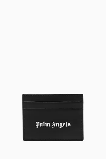 حافظة بطاقات بشعار الماركة جلد