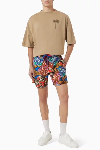 Hawaiian Palm Tree-print Swim Shorts