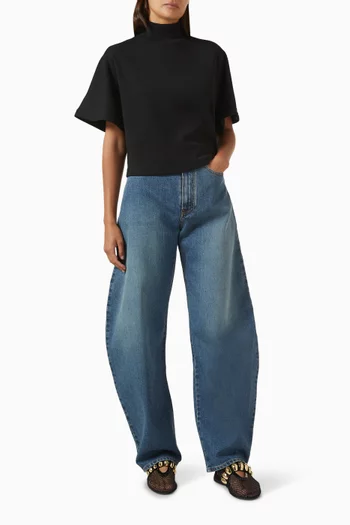 Ribbed High-neck Top in Cotton-jersey