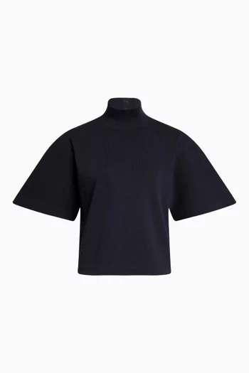 Ribbed High-neck Top in Cotton-jersey