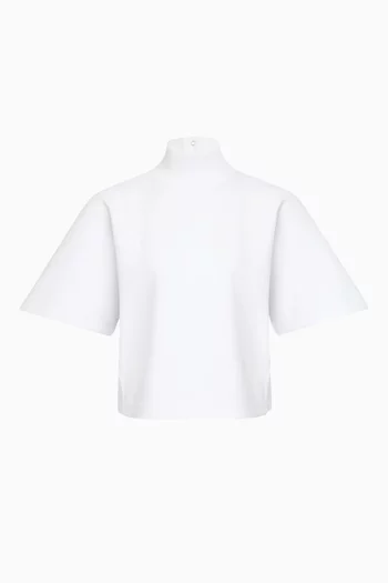 Ribbed High-neck Top in Cotton-jersey