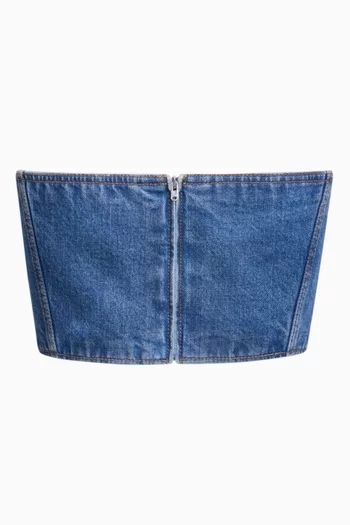 بلوزة قصيرة بلا حمالات دينم