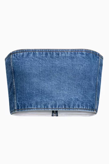 بلوزة قصيرة بلا حمالات دينم