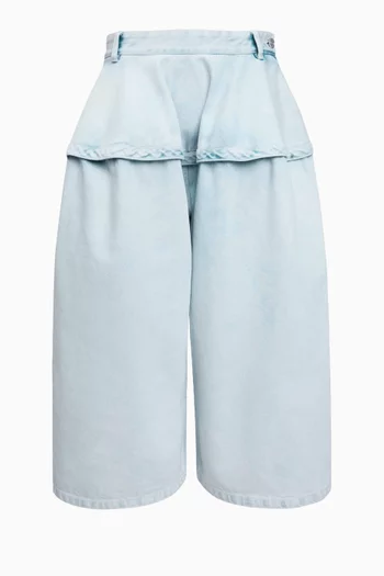 Peplum Bermuda Shorts in Denim