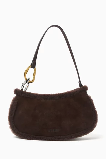 Ollie Shoulder Bag in Suede & Shearling