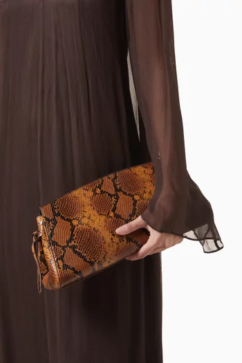 Maude Soft Clutch in Snake-embossed Leather