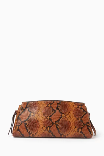 Maude Soft Clutch in Snake-embossed Leather
