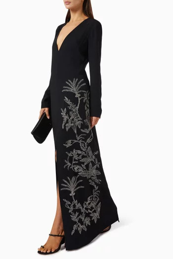 Vita Hand-beaded Column Gown in Crepe