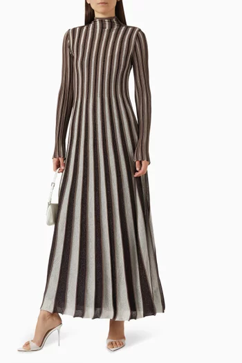 Glenda Striped Deco Maxi Dress in Lurex-knit