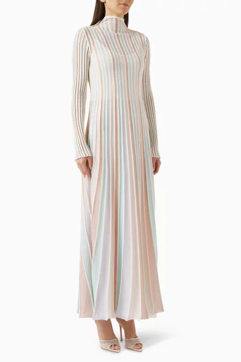 Glenda Striped Deco Maxi Dress in Lurex-knit