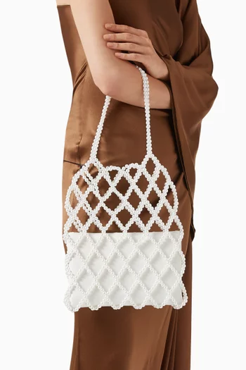 Cara Beaded Tote Bag in Acrylic