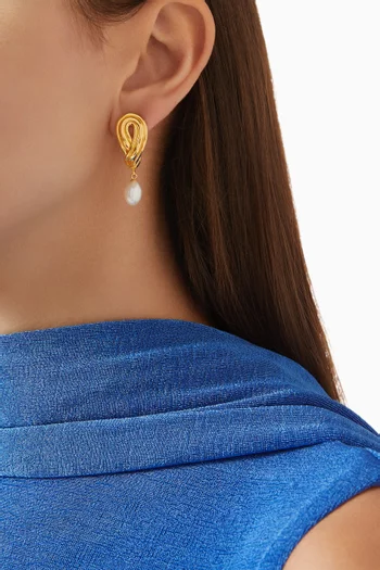 Braid Pearl Earrings in 18kt Gold-plated Sterling Silver
