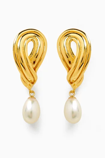 Braid Pearl Earrings in 18kt Gold-plated Sterling Silver