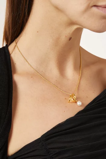 Swirl Pearl Necklace in 18kt Gold-plated Sterling Silver