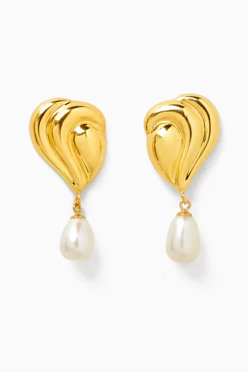 Drape Pearl Drop Earrings in 18kt Gold-plated Sterling Silver