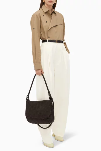 Folded-collar Shirt in Cotton Twill