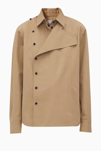 Folded-collar Shirt in Cotton Twill