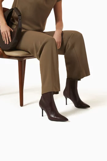 حذاء بوت سيباستيان بطول الكاحل وكعب 80 مم جلد