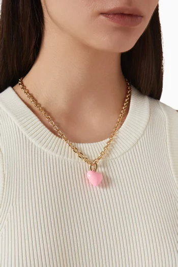 The Mini Puffy Heart Necklace in Brass