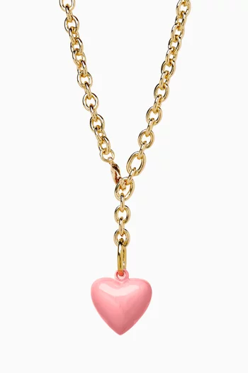 The Mini Puffy Heart Necklace in Brass