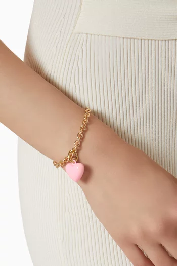 The Mini Puffy Heart Bracelet in Brass