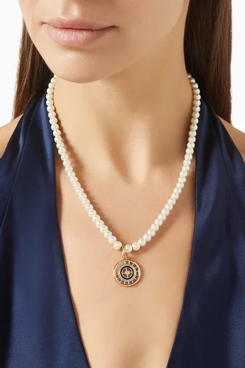 Protect Charm Pearl Necklace in Gold-plated Brass