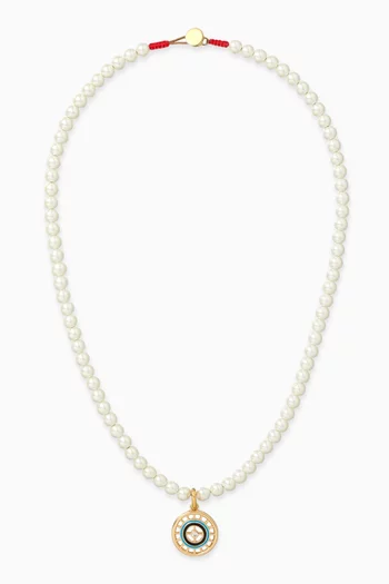 Protect Charm Pearl Necklace in Gold-plated Brass