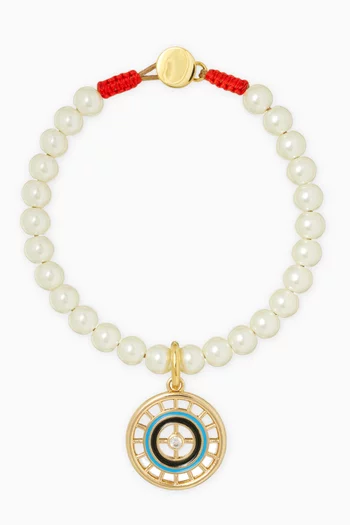 Protect Charm Pearl Bracelet in Gold-plated Brass