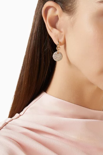 أقراط لينتل مرصعة بأحجار بافيه نحاس مطلي بلون ذهبي