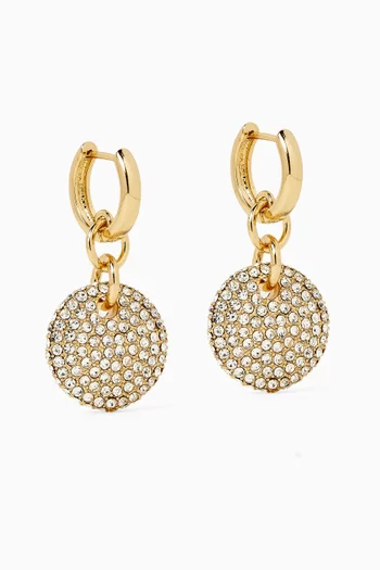 أقراط لينتل مرصعة بأحجار بافيه نحاس مطلي بلون ذهبي