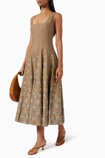 Wells Embroidered Dress in Cotton Poplin