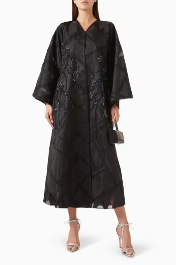 Sequin & Bead-embellished Abaya in Organza