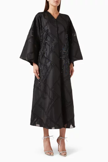Sequin & Bead-embellished Abaya in Organza