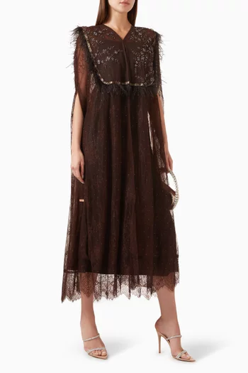 Feather & Sequin-embellished Abaya