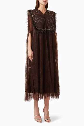 Feather & Sequin-embellished Abaya