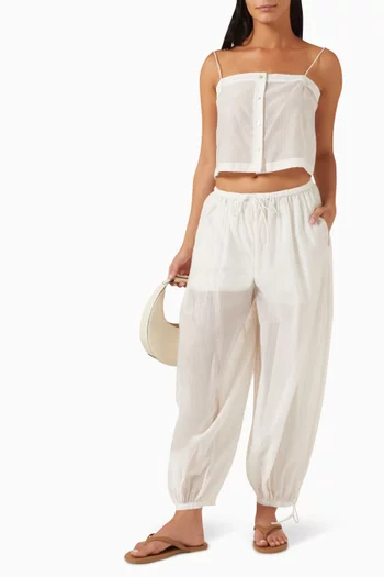 Drawstring Pants in Cotton & Silk