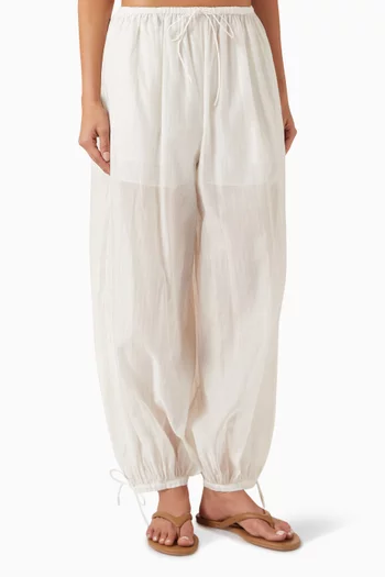 Drawstring Pants in Cotton & Silk